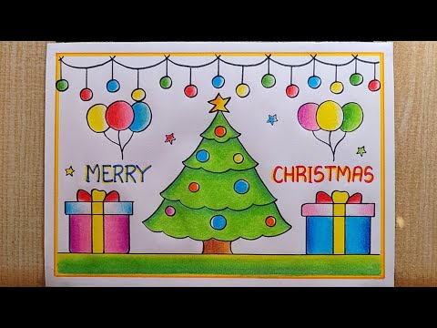 Very easy Christmas drawing| Christmas Tree drawing| Merry Christmas poster|Santa Claus drawing easy