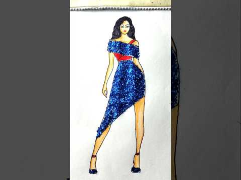 Glitter dress #shorts_ #shorts #ytshort #youtubeshorts #sketch #artandcraft #asmr #dressdesign #art