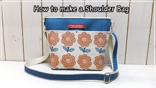 ショルダーバッグの作り方   34cmファスナー開閉  How to make a shoulder bag