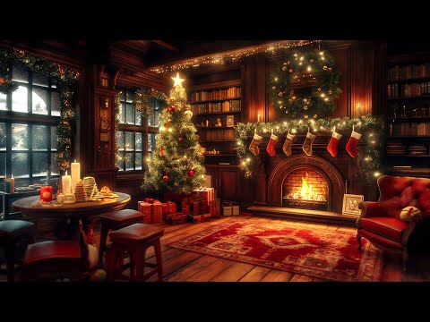 Christmas Jazz Cafe - Jazz Music & Fireplace in Cozy Christmas Coffee Shop for Relax, Study, Work