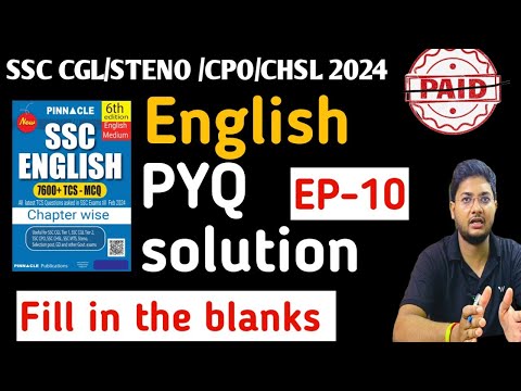 Pinnacle previous year book solution for English EP- 8।। SSC CGL/STENO/CPO/CHSL 2024