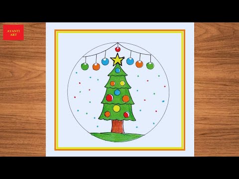 Merry Christmas Drawing Easy || Christmas Tree  Drawing Very Easy ||  Christmas Tree Drawing ||