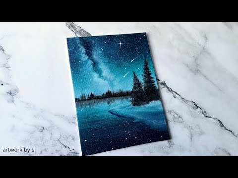 Easy Way to Paint a Galaxy Night Sky / Acrylic Painting Ideas for Beginners Step by Step Tutorial