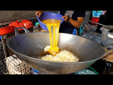 Egg bomb fried rice and spicy food Rojak - Indonesian street food