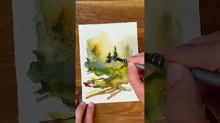 A tiny forest scene in watercolour #watercolor #art #landscapepainting