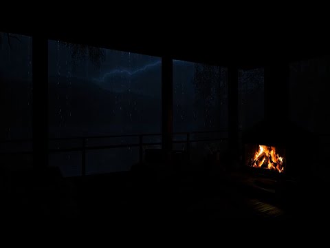 Cozy Balcony Ambience with Rain and Fireplace for Concentration - Experience Ultimate Comfort 🌧️