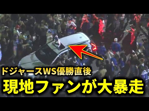 【現地報道】ドジャースWS制覇直後ロサンゼルス現地ファンが大暴走異常事態に【大谷翔平/海外の反応】