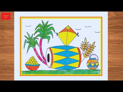 Happy Lohri Drawing Easy / Lohri Festival Drawing /  How To Draw Lohri / Rangoli