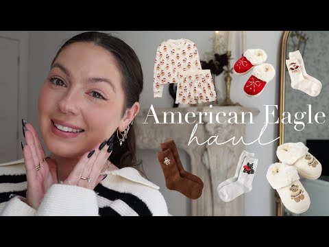 AMERICAN EAGLE HAUL 🧸🎀 | Cozy winter clothing try on haul & review