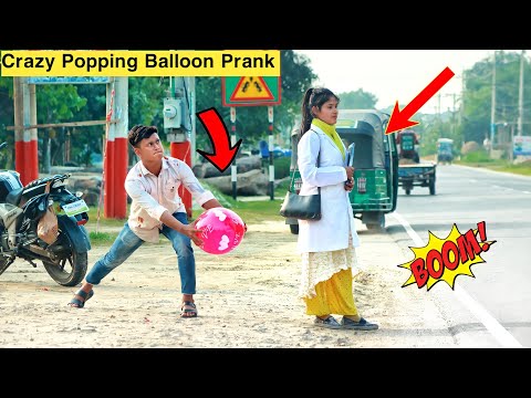 Crazy Popping Balloon Prank on cute Girl | Popping Balloons with Public Reaction | By - ComicaL TV