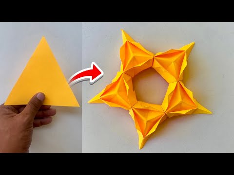 Making 3D Star using Triangle Size Paper for Christmas Decoration | Paper Craft