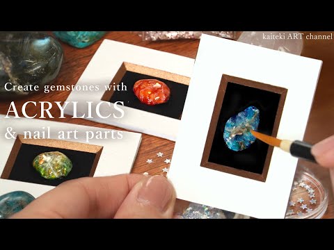 え？ 絵!? アクリル絵の具とネイルパーツで作る宝石💎Making Gemstones with Acrylic Paint and Nail Art Parts