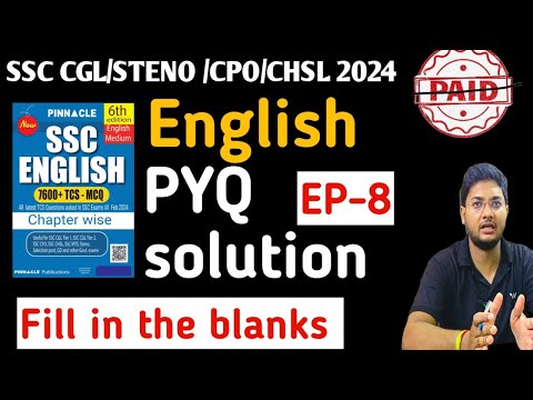 Pinnacle previous year book solution for English EP- 8।। SSC CGL/STENO/CPO/CHSL 2024