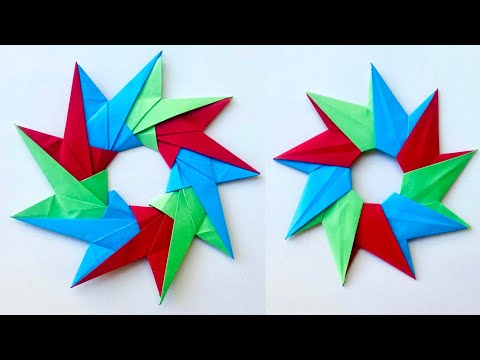 How to Make Origami Star Wreath for your Christmas Decoration | Paper Craft