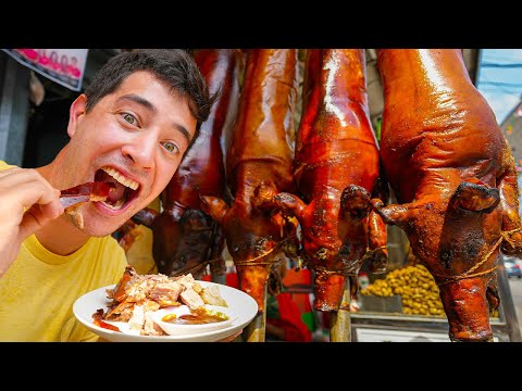 Filipino Street Food!! Manila’s #1 LECHON 🇵🇭 CRAZY Philippines Food Tour in La Loma!!​