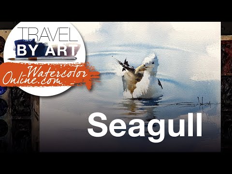 #262 Travel By Art, Ep. 116: Seagull (Watercolor Portrait Demo)