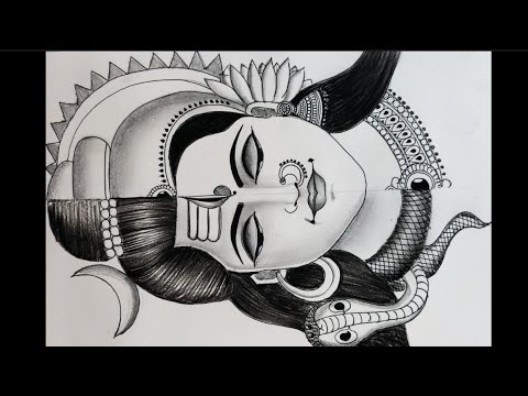 Mahashivratri special Drawing of Shiv shakti/ Half Shiva half Parvati face pencil shading sketch