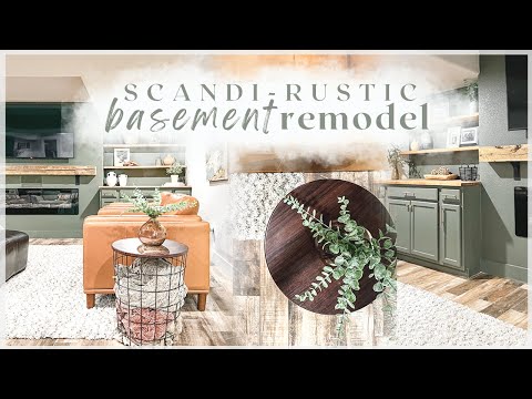 BASEMENT LIVING ROOM MAKEOVER - scandi-rustic design style / basement remodel & decorate with me