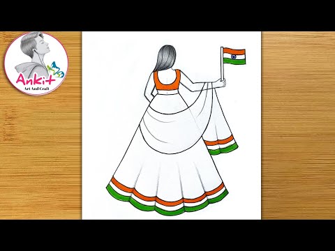 Republic Day Drawing || 26 January Drawing ||  Republic Day Drawing Easy / Traditional Girl Drawing