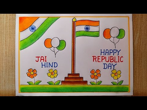 Very easy Republic Day drawing| Republic day poster drawing| Happy Republic day drawing|I Love India