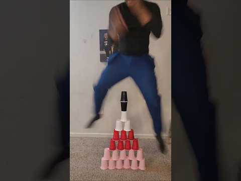 Epic Show down Jumping Over Cups CHALLENGE #SHORTS #FAMILYGAMENIGHT #FAMILYFUNown: Will Daddy Lose?