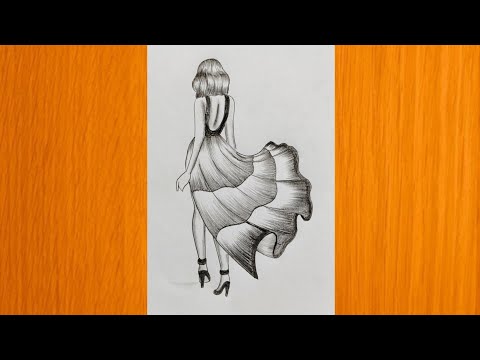 How to draw a fashion girl with beautiful dress|| Pencil sketch ||fashion girl drawing|| dress art