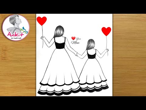 Mother and Daughter Drawing With Pencil Sketch For Beginners /  Mothers Day Pencil Sketch/Pencil art