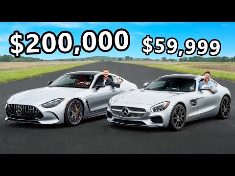 New Mercedes AMG GT vs The Cheapest AMG GT You Can Buy // DRAG RACE, REVIEW + LAP TIME