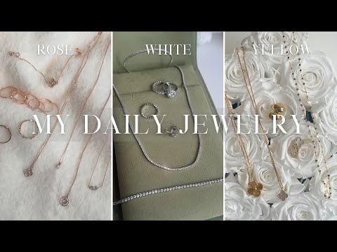 ✨ MY DAILY JEWELRY COLLECTION ✨ | White, rose, yellow gold; diamonds & necklace stacking ft. Linjer!