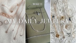 ✨ MY DAILY JEWELRY COLLECTION ✨ | White, rose, yellow gold; diamonds & necklace stacking ft. Linjer!