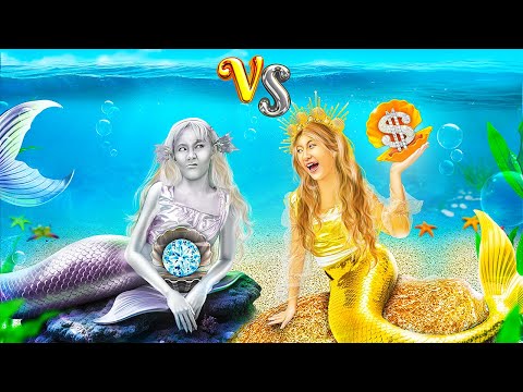 Gold Mermaid Vs Silver Mermaid | We Extreme Makeover Become To Mermaid To Make Money