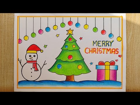 Very easy Christmas drawing| Christmas Tree drawing| Merry Christmas poster|Santa Claus drawing easy