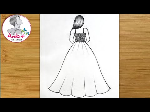 How to draw a Girl in beautiful dress / Girl backside Drawing / Drawing / Pencil Sketch / Art Video