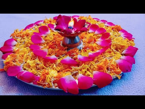 pooja thali decorationपूजा की थाली को फूलों से कैसे सजायें/diwali pooja thal/karva chauth pooja thal