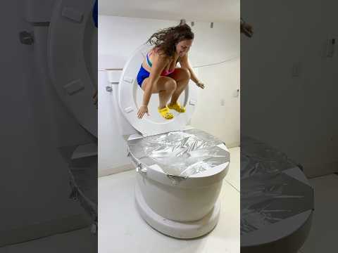 JUMPING HIGH into the Worlds Largest Toilet with TIN FOIL and Huge Splash #shorts