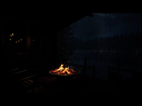 Thunderstorm sounds for Sleep - Peace and Tranquility Ambience by the Dark Balcony