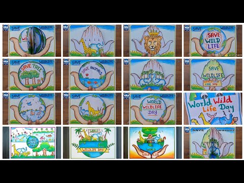 World Wildlife Day Drawing 3 March | Save Wildlife Drawing | Save Nature Drawing Save Earth drawing