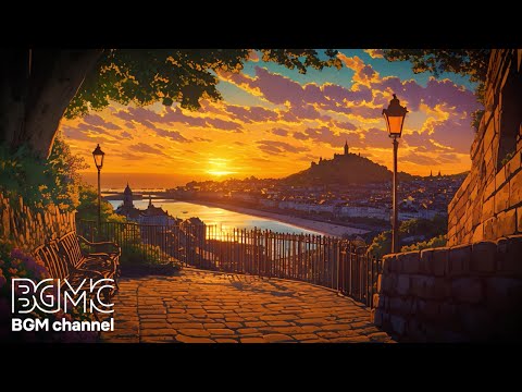 Golden Sunset Cityscape 🌇 Background Music for Study & Concentration | Piano Jazz BGM