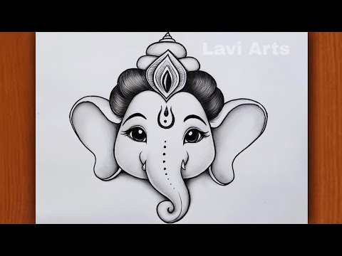 How to draw lord Ganesha Face - Easy Pencil drawing | Ganesh drawing | Ganapti drawing | Drawing