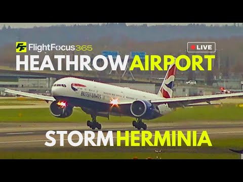 Heathrow Airport Live - #STORMHERMINIA - Sunday 26th January 2025