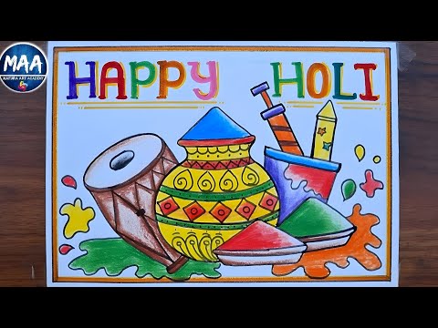 Holi drawing | Holi Special Drawing | Happy Holi Drawing | Holi Festival Drawing | Holi Drawing Easy