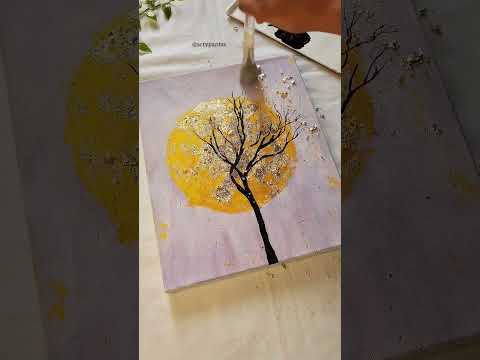 adding golden leaf #canvaspainting #youtubeshorts #shorts