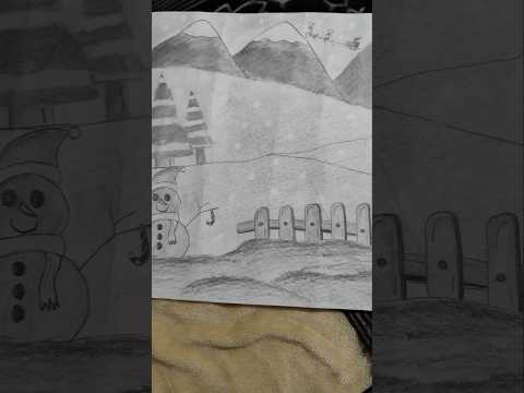 Christmas sketching #drawing #shortvideo #shortsfeed #sketch #scenery #shorts #trending #snowman