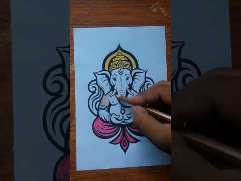 DRAW GANESHA IN 1 MINUTES! Simple and Beautiful Tutorial | #shorts #drawing #ganesh #ganpati