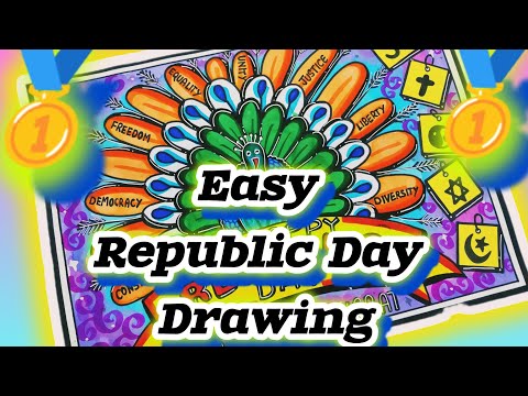 Republic Day Drawing Easy Steps / Republic Day Poster / How To Draw Republic Day Drawing