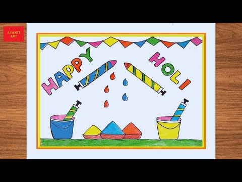 Happy Holi Drawing || Creating a Colorful Holi Festival Drawing Step-by-Step Tutoria || Happy holi