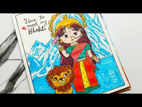 Cute Little Durga Maa Drawing|Little Durga Maa Drawing|How to Draw Durga Maa|Little Durga Drawing