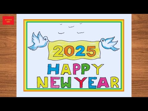 Happy New Year Drawing 2025 || Happy New Year Card Drawing || New Year Drawing 2025 || New Year