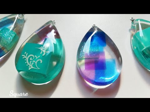 レジン◇セリアのシェイプモールドでスクエア重なる綺麗めペンダントを作る✨resin/accessory/Pendant of stacked the Square😲✨