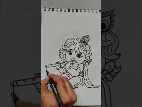 Quick simple and easy drawing of  little krishna/ little krishna drawing in easy steps